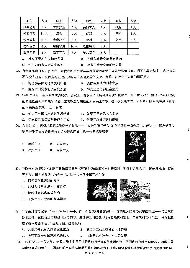 陕西省西安市铁一中学2023-2024学年高三上学期9月月考历史03