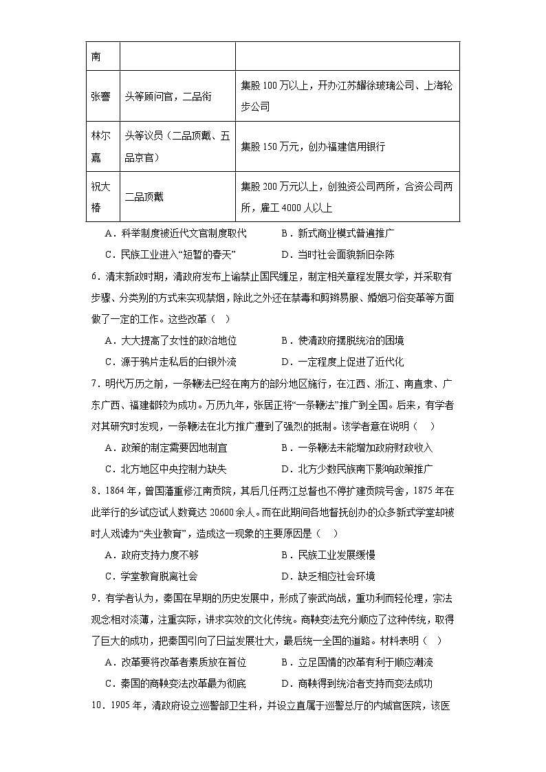 第4課 中國歷代變法和改革 練習(xí)—2023-2024學(xué)年高中歷史統(tǒng)編版（2019）選擇性必修一（含答案）第2頁