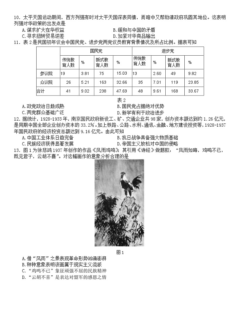 贵州省2024届高三历史上学期9月适应性联考(一)(Word版附解析)第3页