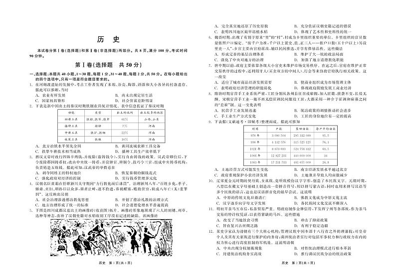 2024张掖某重点校高二上学期9月月考历史试题PDF版含答案01