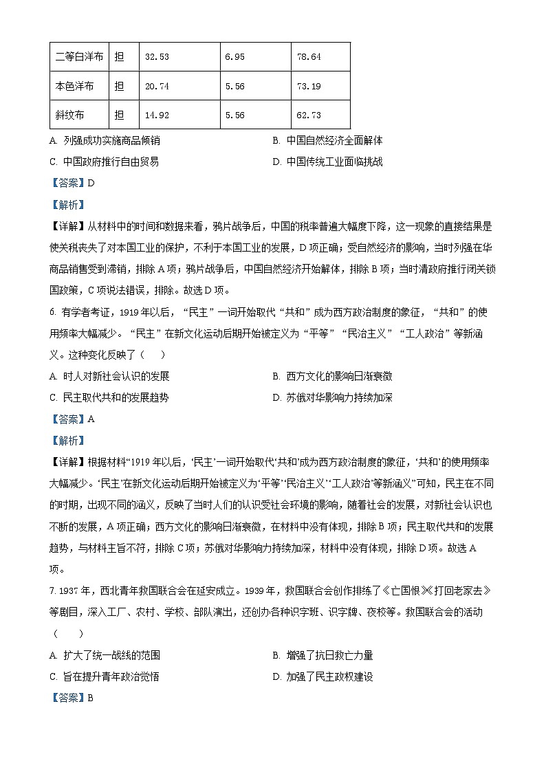 四川省成都市石室中学2023届高三历史高考冲刺卷(一)试题(Word版附解析)03