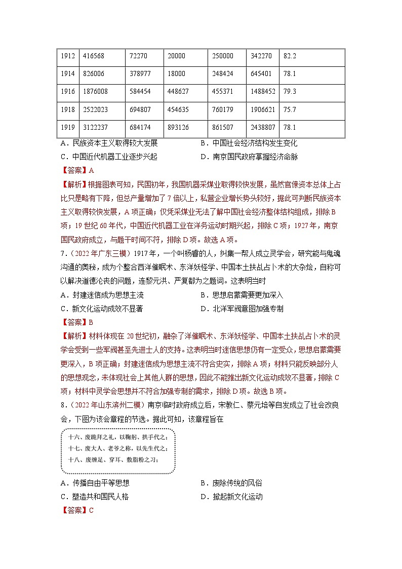 新高考历史二轮复习分层训练06 清末民初救国道路的探索(含解析)第3页