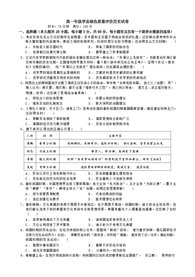 历史试卷第1页