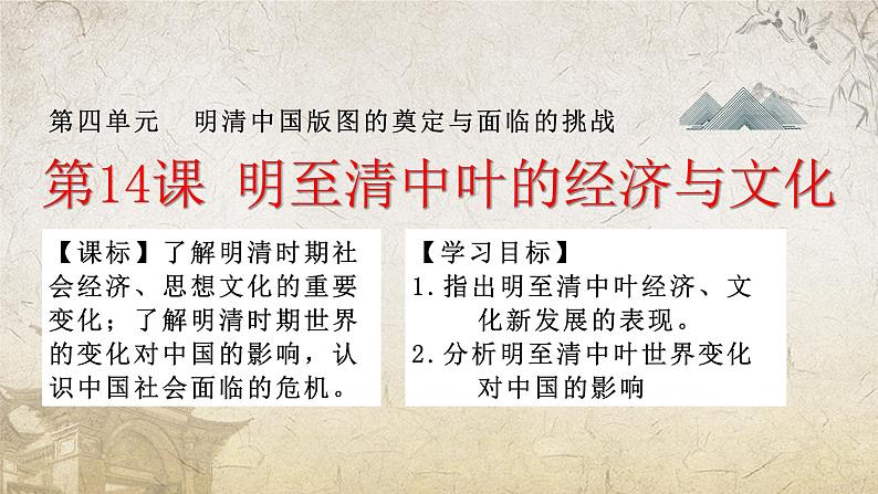 第14课 明至清中叶的经济与文化统编版(2019)必修中外历史纲要上 (9)课件PPT第1页