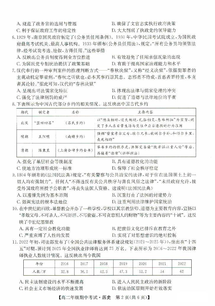 2024沧州运东七县高二上学期期中联考试题历史PDF版含答案02