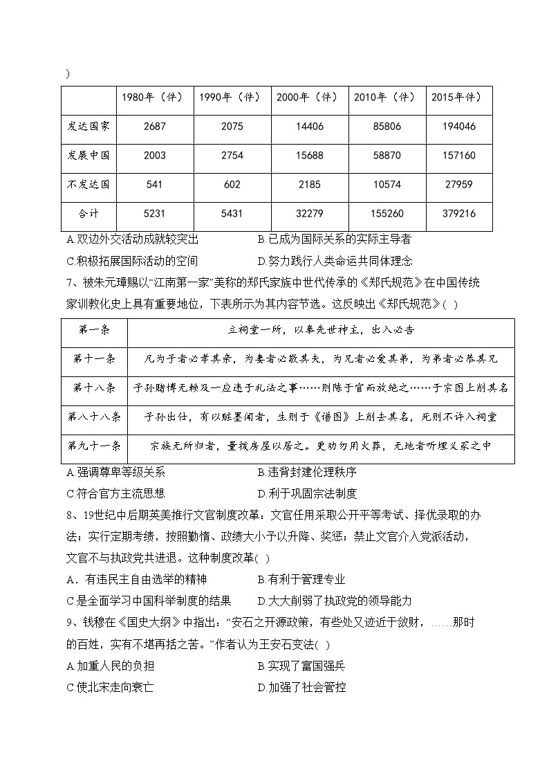 黑龙江省佳木斯市四校联考2023-2024学年高二上学期11月期中考试历史试卷(含答案)02