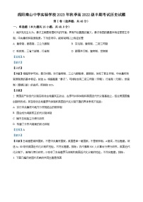 四川省绵阳南山中学实验学校2023-2024学年高二历史上学期期中考试试题（Word版附解析）