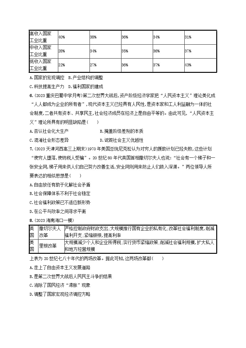 适用于新高考新教材专题版2024版高考历史二轮复习专题突破练专题1420世纪以来的人类经济与社会生活(附解析)第2页
