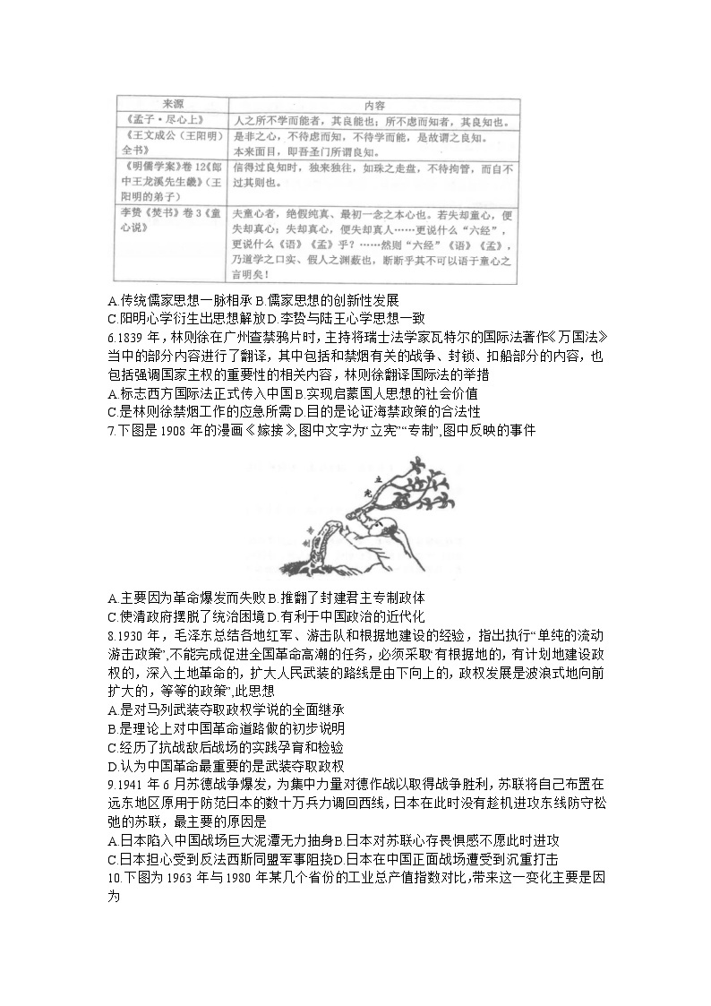 2024湖北省腾云联盟高三上学期12月联考试题历史含答案02