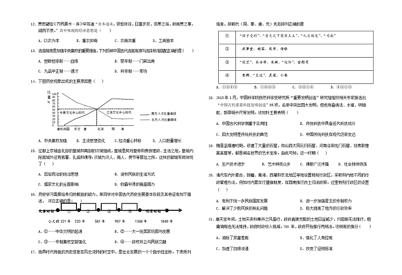 2023-2024学年宁夏银川市唐徕中学第一学期高一期中考试历史试题含答案第3页