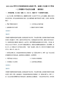 2023-2024学年江苏省滨海县东元高级中学盐城大丰区新丰中学高一上学期期中考试历史试题含解析