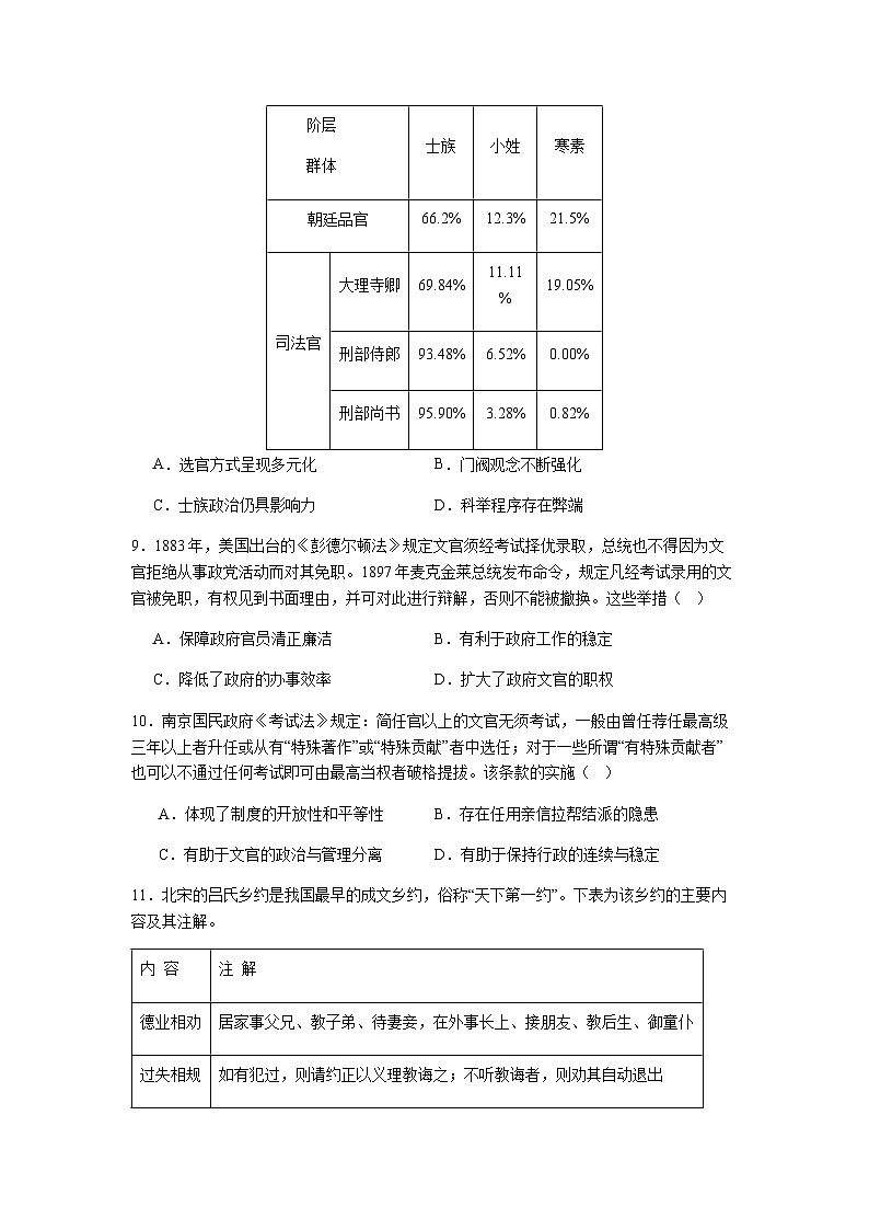 2023-2024学年江苏省连云港市赣榆智贤中学高二上学期第一次学情检测历史试题含答案第3页