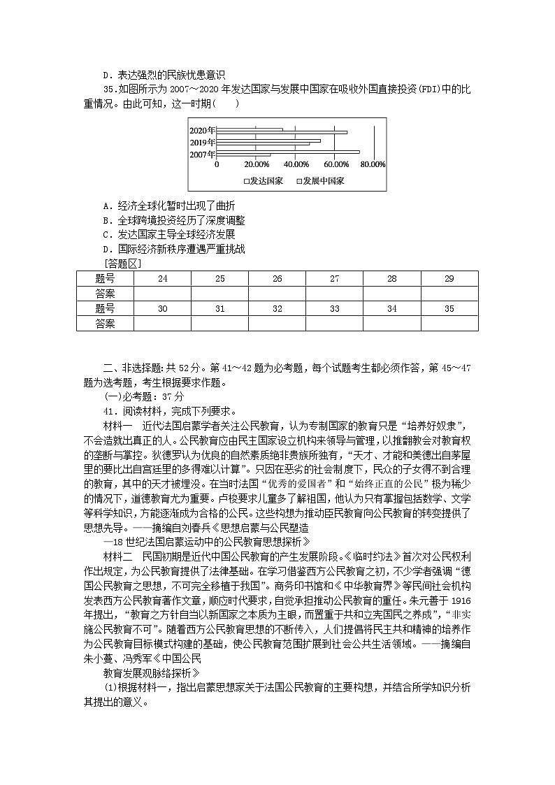 统考版2024届高考历史二轮专项分层特训卷第四部分仿真模拟标准练2第3页