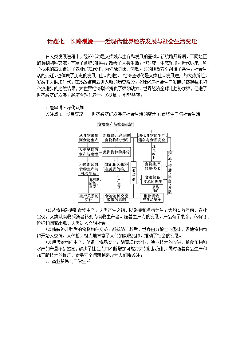 新教材专题版2024高考历史二轮专题复习第三编世界史步骤三话题七长路漫漫__近现代世界经济发展与社会生活变迁教师用书第1页