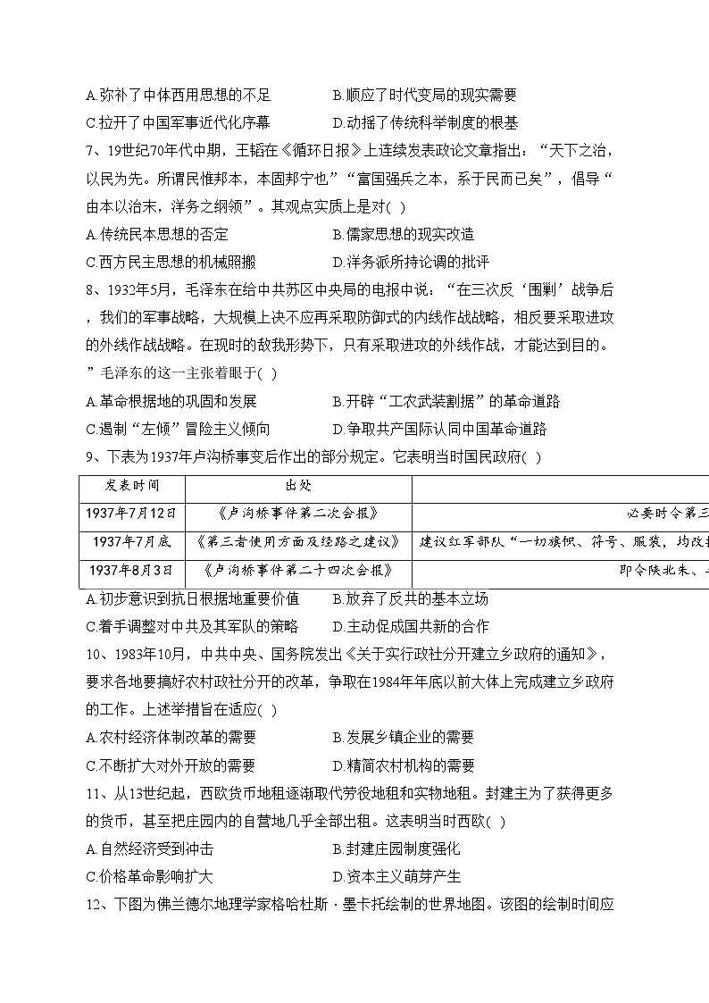 山东省济宁市兖州区2023届高三上学期期末考试历史试卷(含答案)第2页