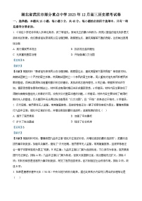 湖北省武汉市部分重点中学2024届高三上学期12月联考历史试题（Word版附解析）