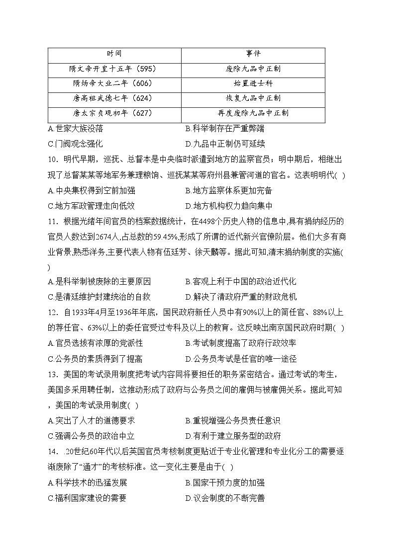 江苏省盐城市五校2023-2024学年高二上学期10月第一次学情调研检测历史试卷(含答案)第3页