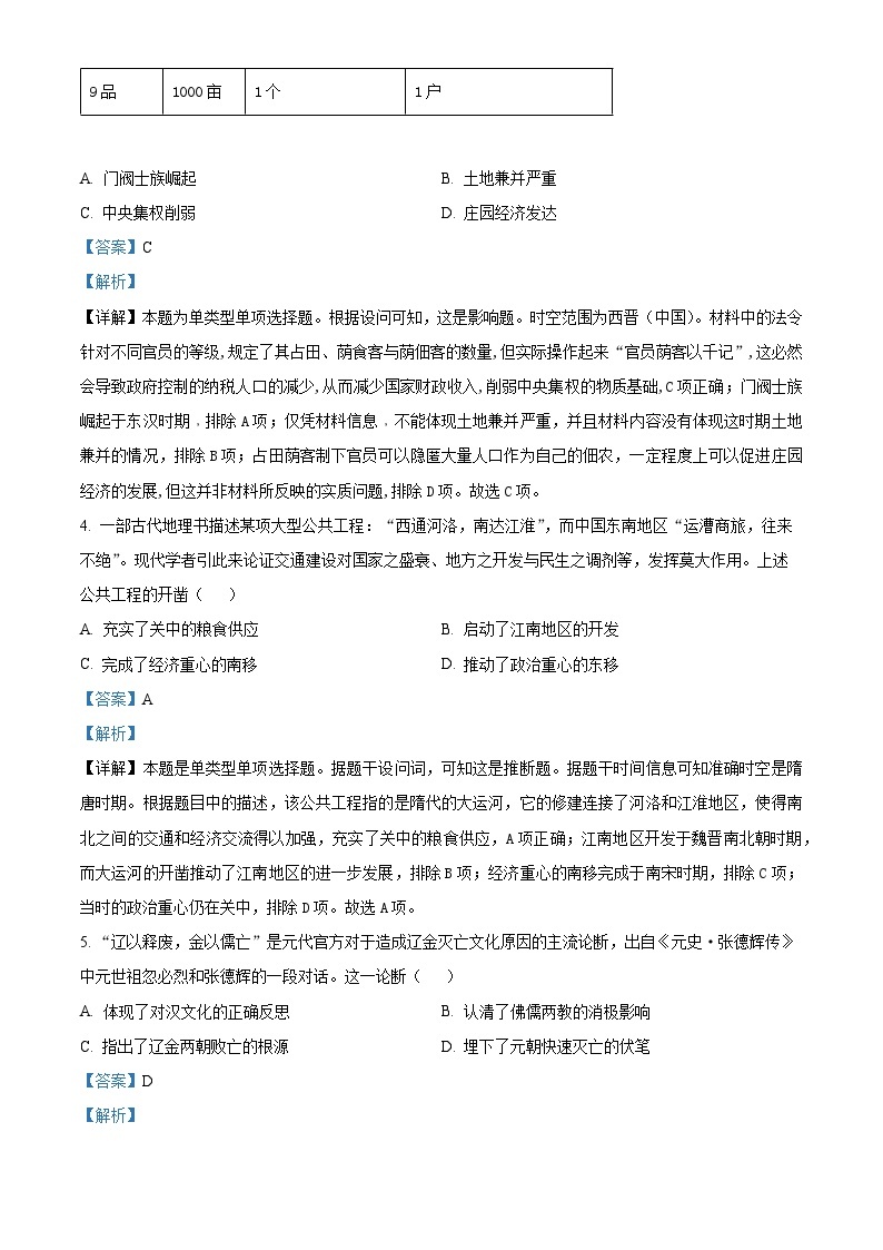 2024安徽省皖南八校高三上学期第二次大联考历史试卷含解析03