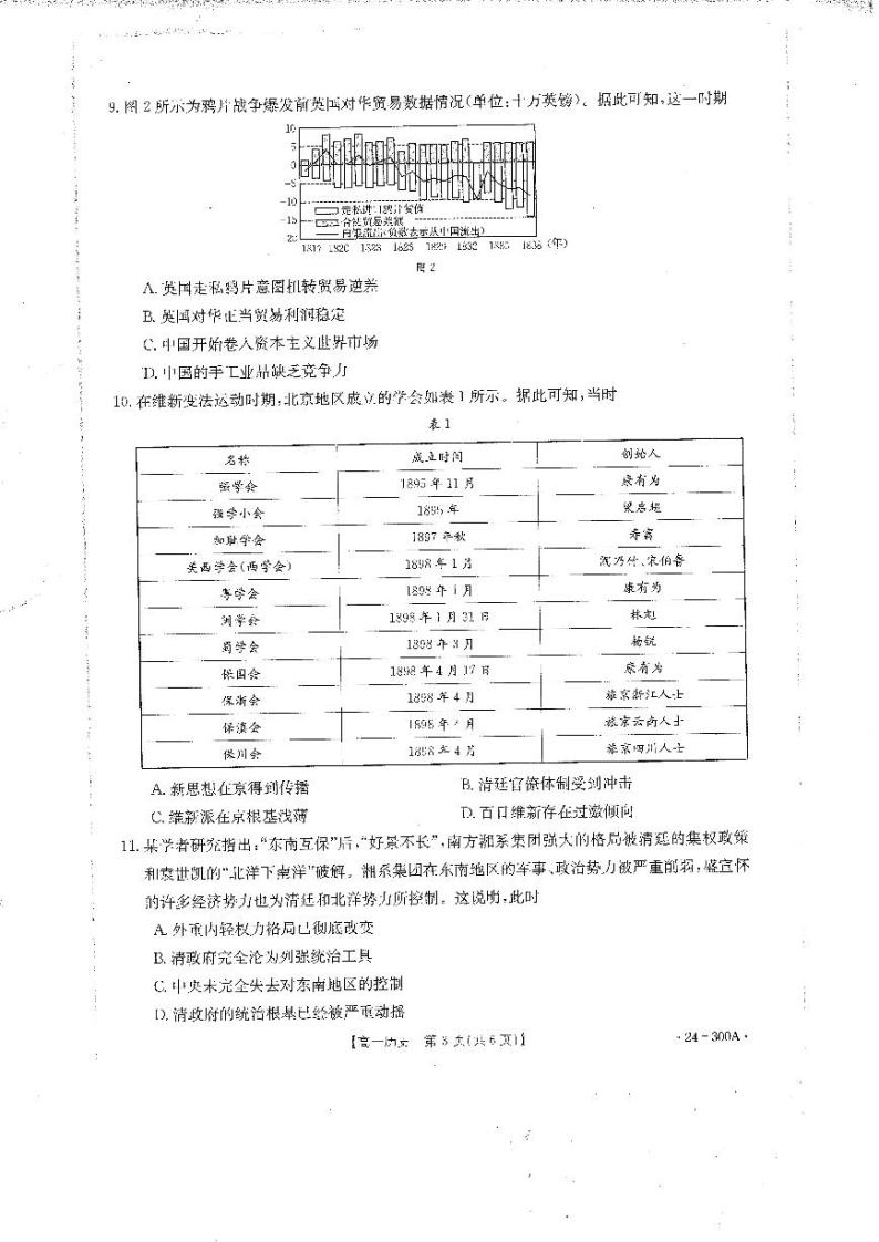 2024雅安中学高一上学期1月月考试题历史PDF版含答案02