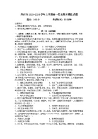 河南省郑州市2023-2024学年高一上学期期末模拟考试历史试卷（含答案）