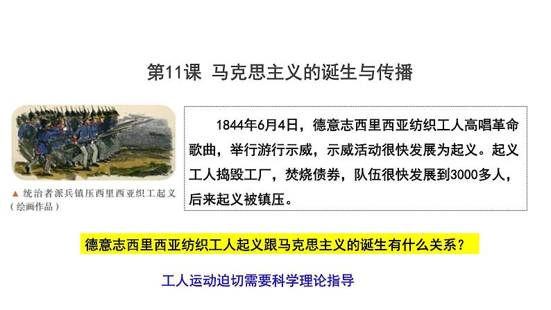 人教统编版 高中历史 必修 中外历史纲要(下)第11课 马克思主义的诞生与传播课件第1页