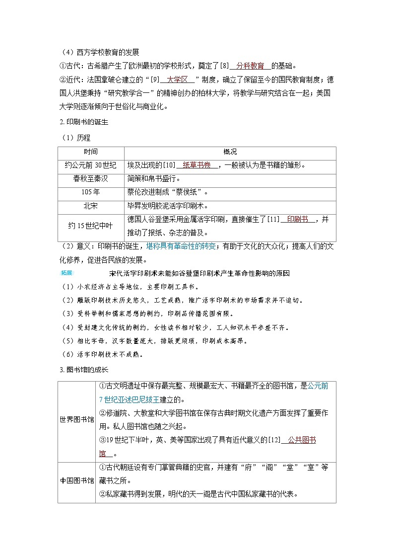 备考2024届高考历史一轮复习讲义第二十九单元文化的传承与保护第70讲文化传承的多种载体及文化遗产03