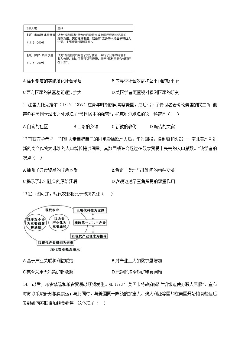 2023-2024学年四川省成都市郫都区绵实外国语学校高二上学期12月检测历史试题解析版03