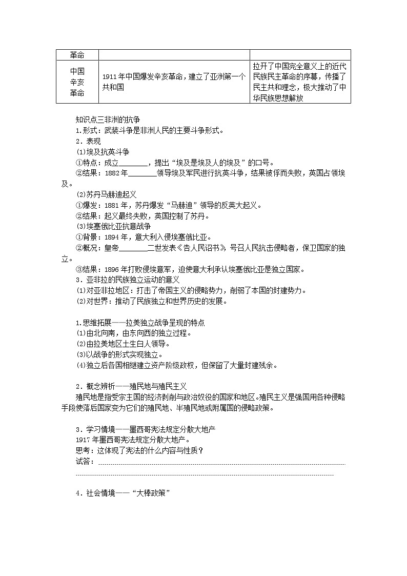 2024版新教材高考历史全程一轮总复习第三编世界史第十单元工业革命和马克思主义的诞生与世界殖民体系的形成课题31亚非拉民族独立运动学生用书第2页