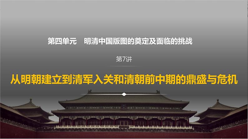 第7讲 7-1 从明朝建立到清军入关 课件--2024届高三历史一轮复习第1页