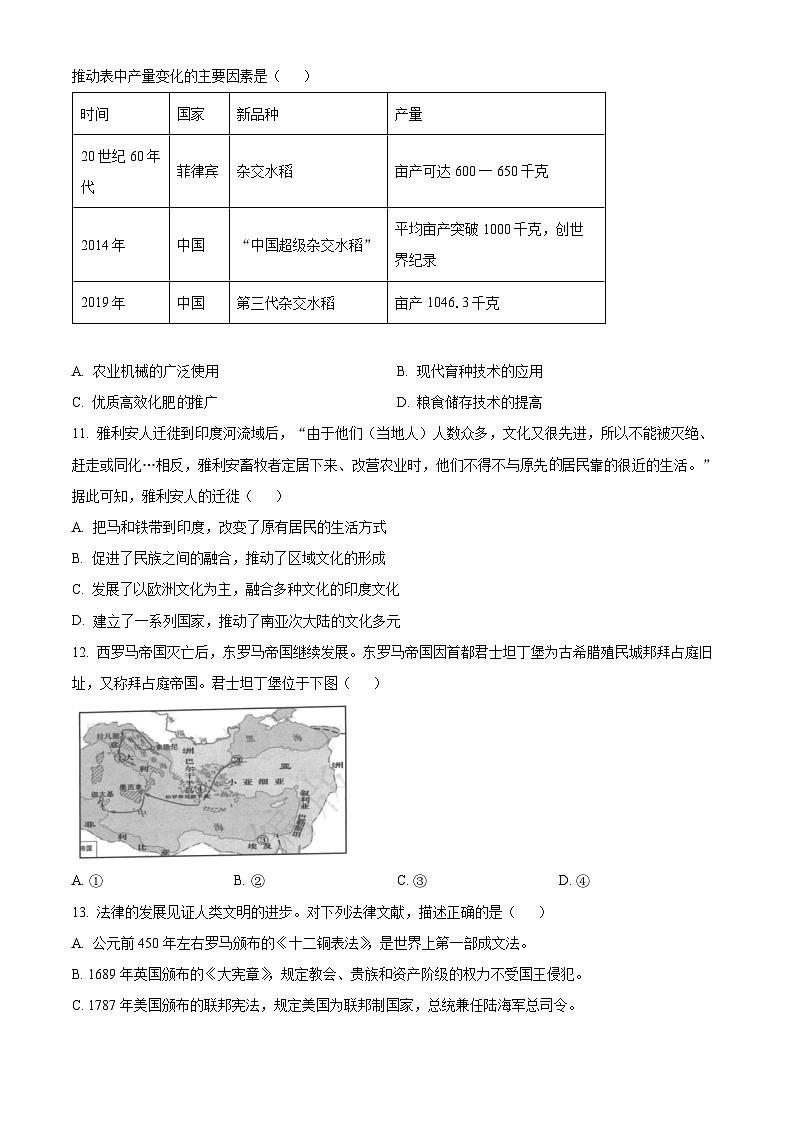 浙江省名校协作体2023-2024学年高三下学期开学考试历史试题(Word版附解析)03