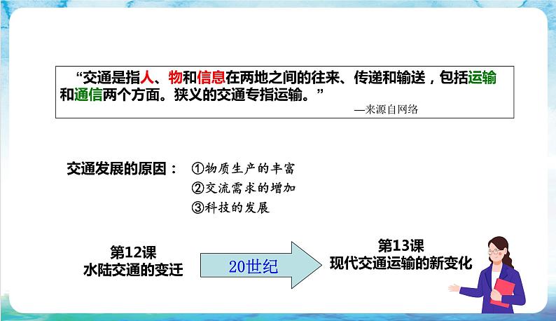 人教部编版高中历史选择性必修二 12.《水陆交通的变迁》课件01