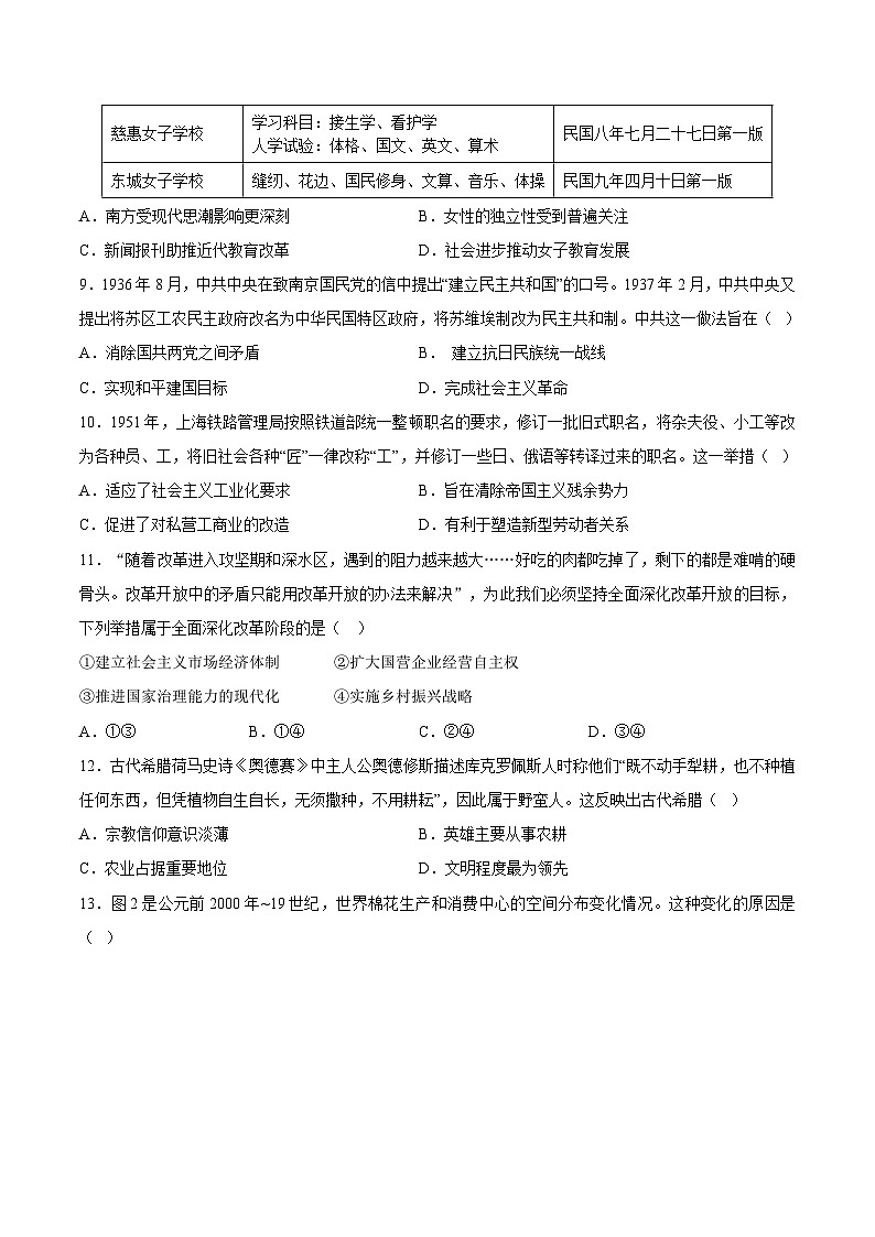 2024年高考历史考前信息必刷卷01(辽宁专用)(考试版)第3页