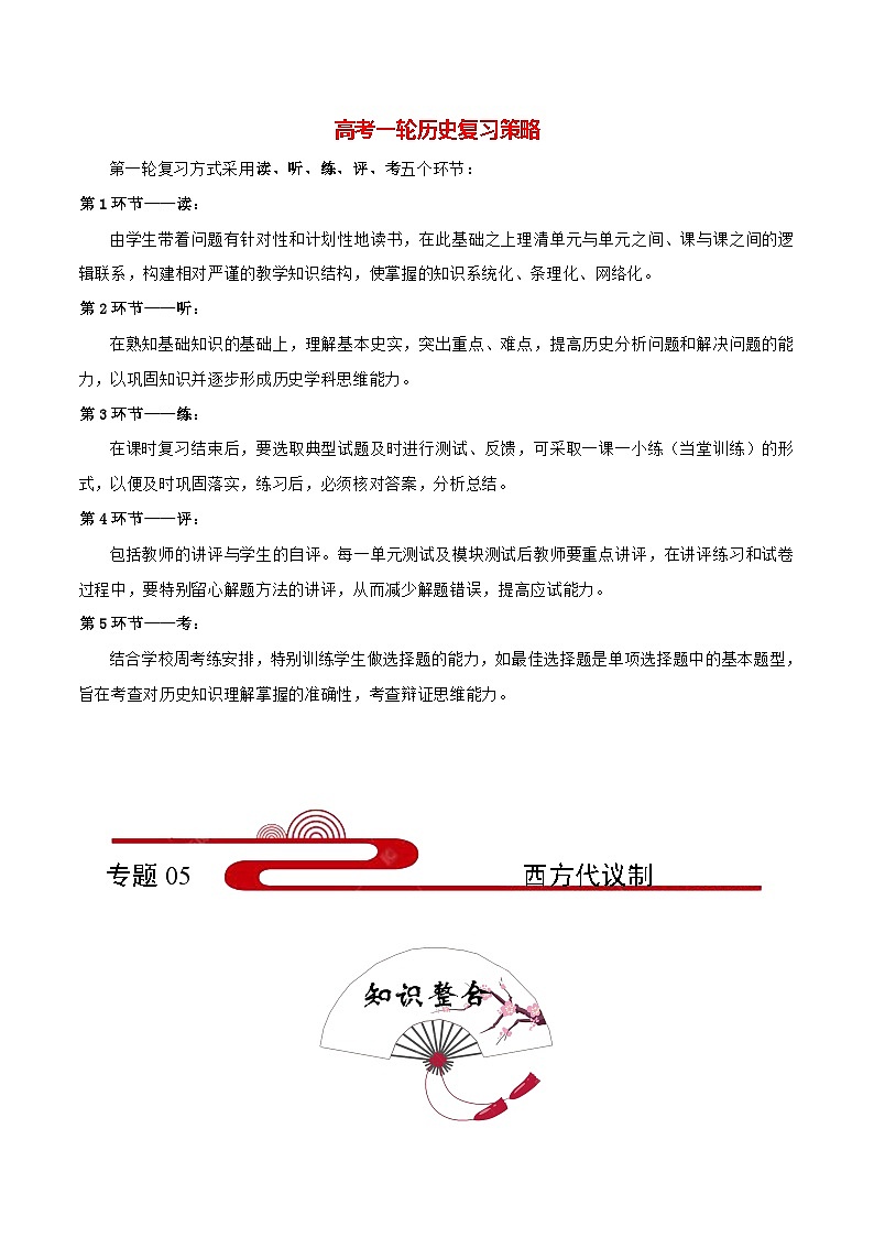 最新高考历史考点一遍过(讲义) 考点05 西方代议制第1页
