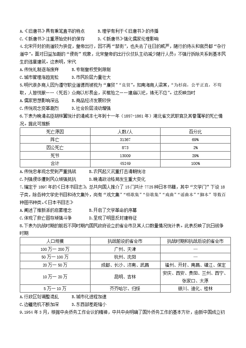 2024届八省八校T8联考高三第二次学业质量评价历史试题第2页