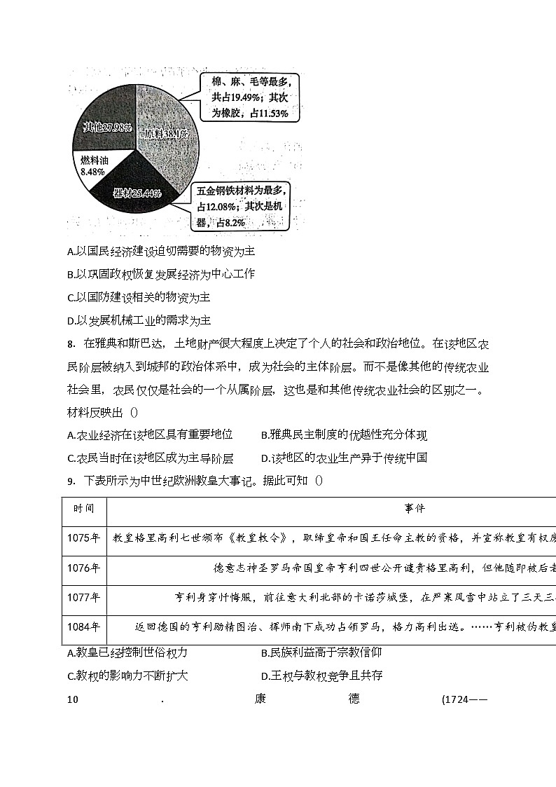 河南省開(kāi)封市2024屆高三下學(xué)期第二次質(zhì)量檢測(cè)高中歷史試卷(含答案)第3頁(yè)