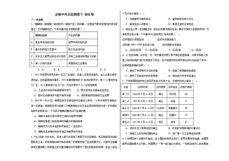 必修中外历史纲要下 综合卷(含解析)--2024届高三统编版(2019)二轮复习第1页