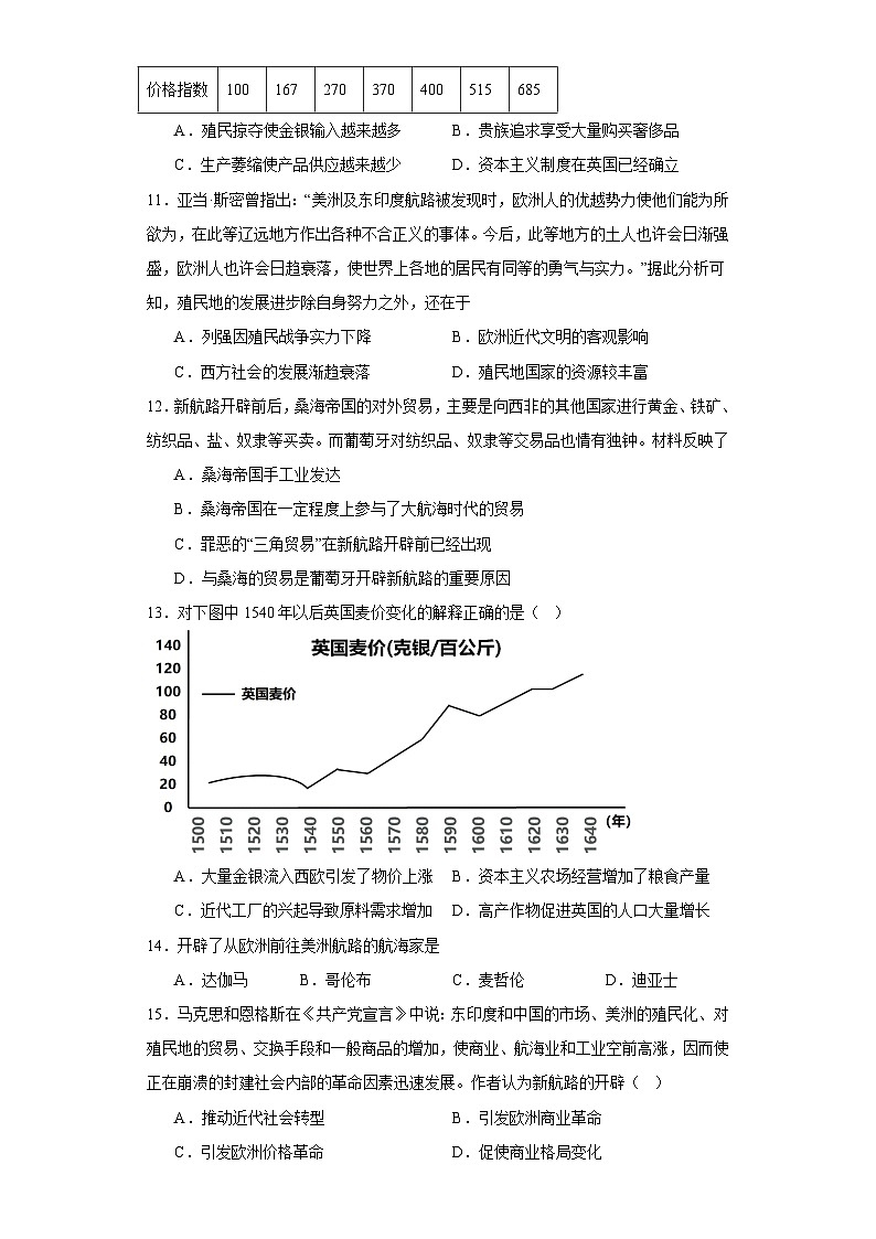 第三单元 走向整体的世界检测题(含解析)--2024届高三统编版(2019)必修中外历史纲要下二轮复习03
