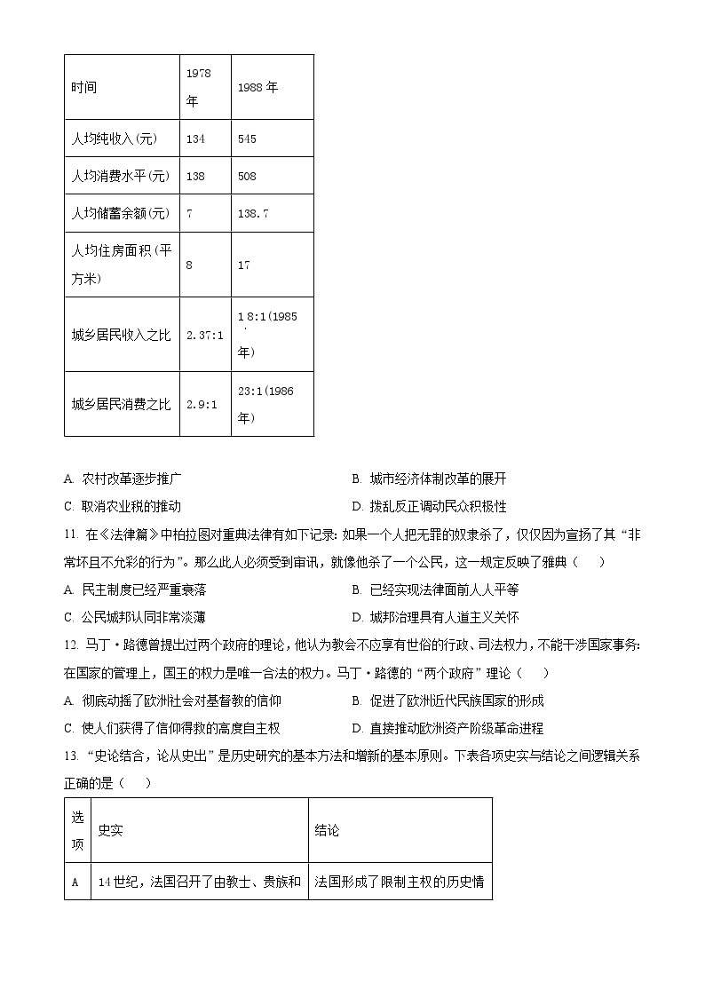 湖北省宜荆荆随恩2023-2024学年高二下学期3月月考历史试题（原卷版+解析版）03