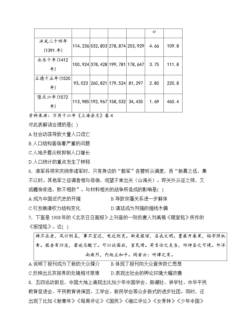 2024届新高考历史精英模拟卷 【福建版】02