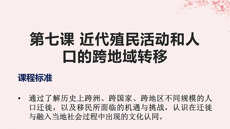 第三单元人口迁徙文化交融与认同第7课近代殖民活动和人口的跨地域转移课件(部编版选择性必修3)第1页