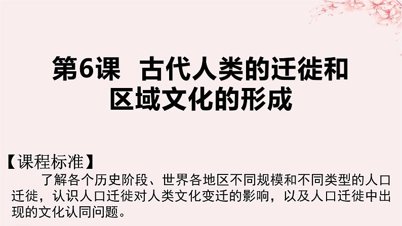 第三单元人口迁徙文化交融与认同第6课古代人类的迁徙和区域文化的形成课件(部编版选择性必修3)01
