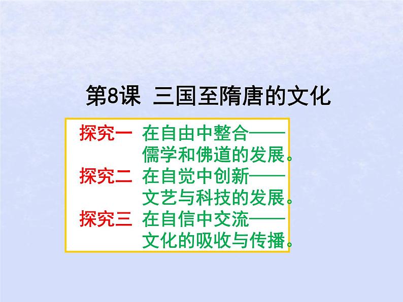 第二单元三国两晋南北朝的民族交融与隋唐统一多民族封建国家的发展第8课三国至隋唐的文化课件(部编版必修中外历史纲要上)第1页