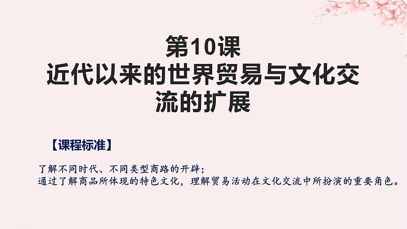 第四单元商路贸易与文化交流第10课近代以来的世界贸易与文化交流课件(部编版选择性必修3)01