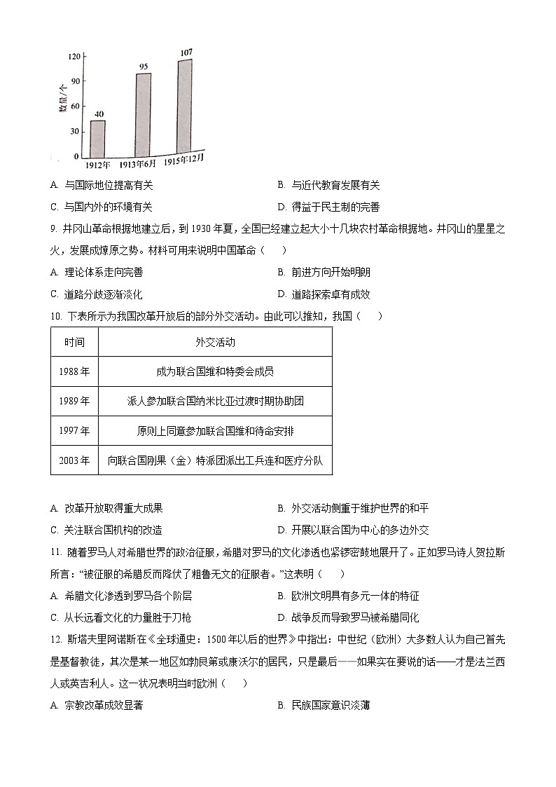 广东省茂名市五校联盟2023-2024学年高二下学期3月联考历史试卷(Word版附解析)03