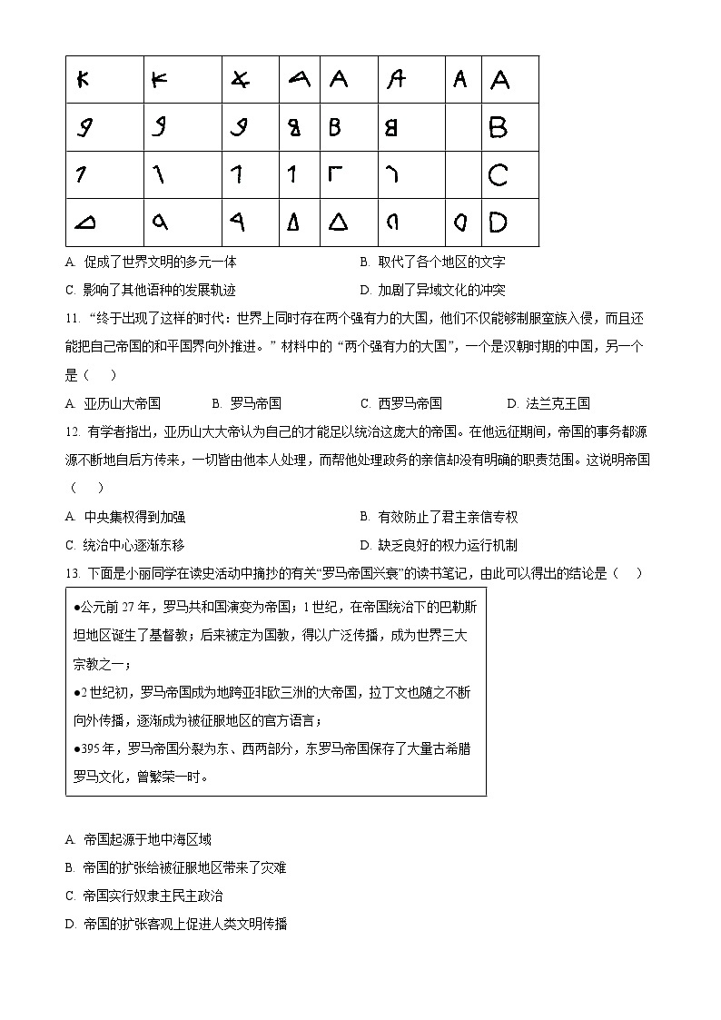 河南省南阳市新野县2023-2024学年高一下学期第一次月考历史试题（原卷版+解析版）03