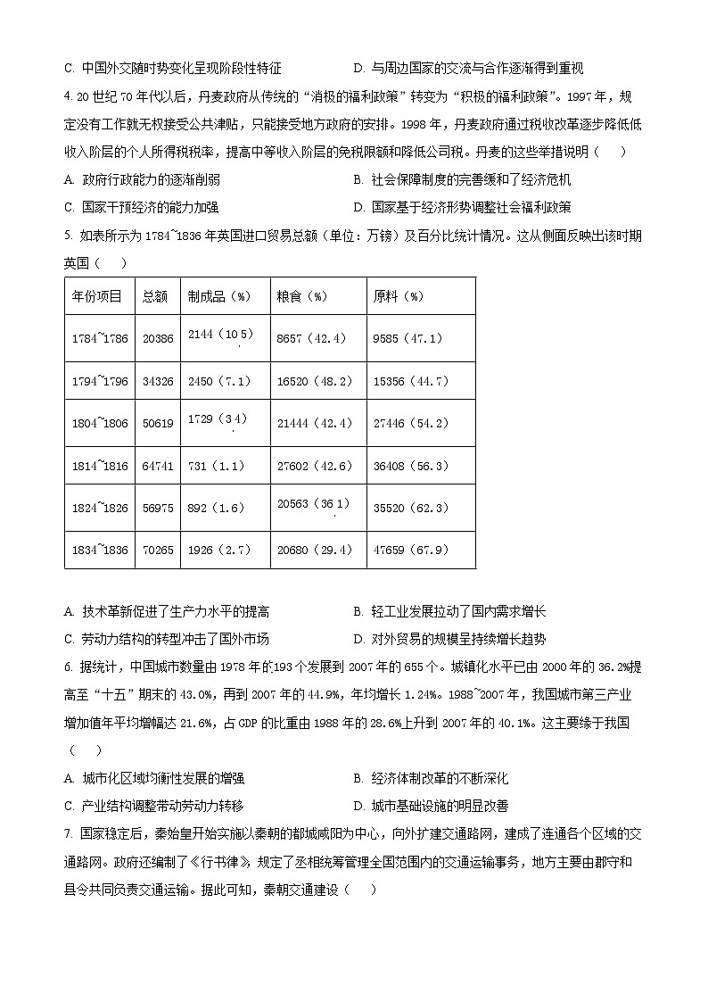 精品解析:山西省襄汾高级中学校2023-2024学年高二下学期3月月考历史试题(原卷版)第2页