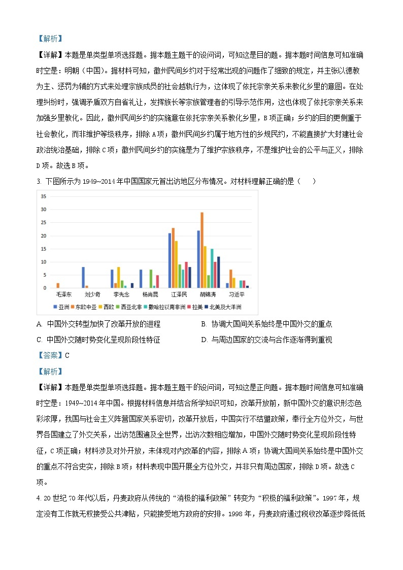 山西省襄汾高级中学校2023-2024学年高二下学期3月月考历史试题（原卷版+解析版）02