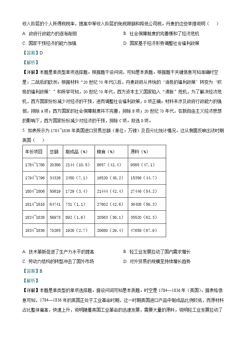 山西省襄汾高级中学校2023-2024学年高二下学期3月月考历史试题（原卷版+解析版）03