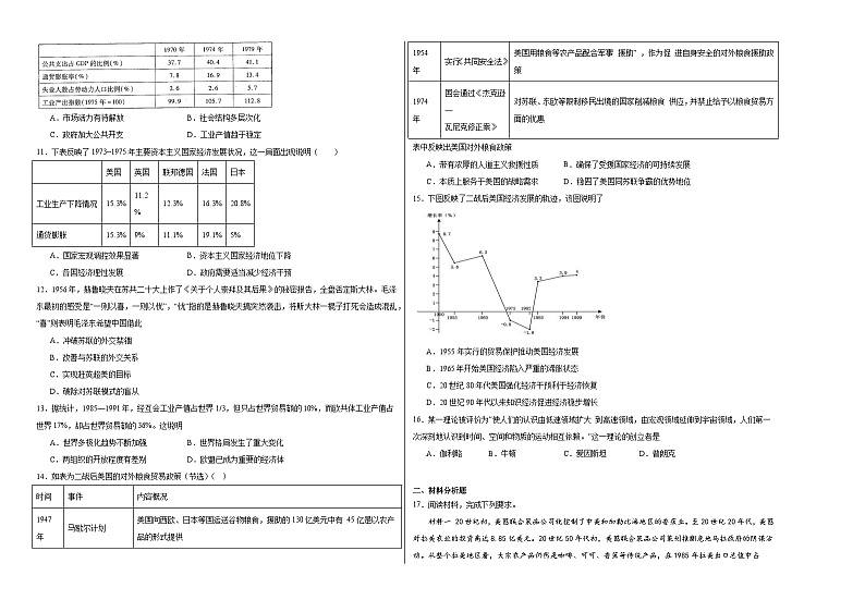 第八单元 20世纪下半叶世界的新变化 测试卷(含解析)2024届高三统编版(2019)必修中外历史纲要下二轮复习第2页