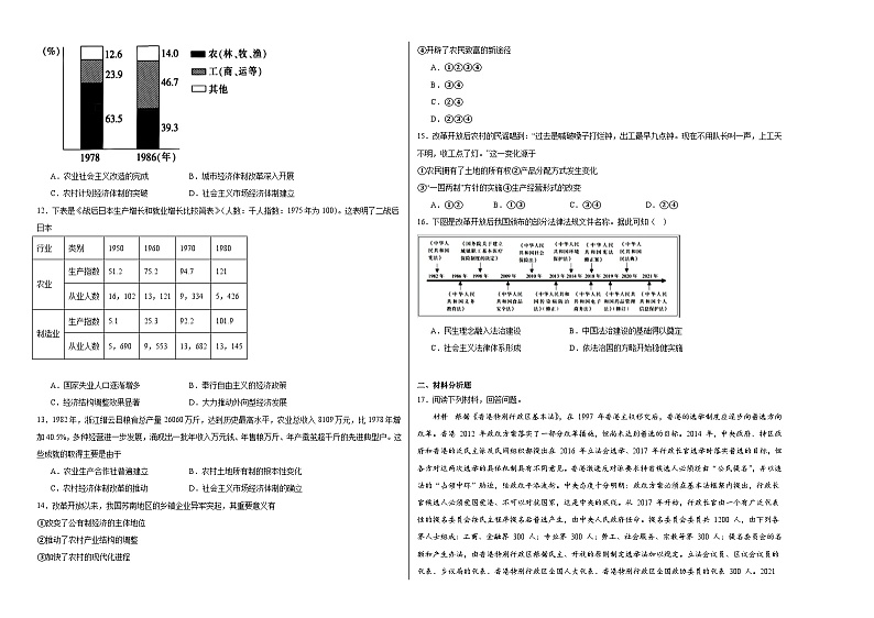 第十单元 改革开放与现代化建设新时期 测试卷(含解析)--2024届高三统编版(2019)必修中外历史纲要上二轮复习专练第2页
